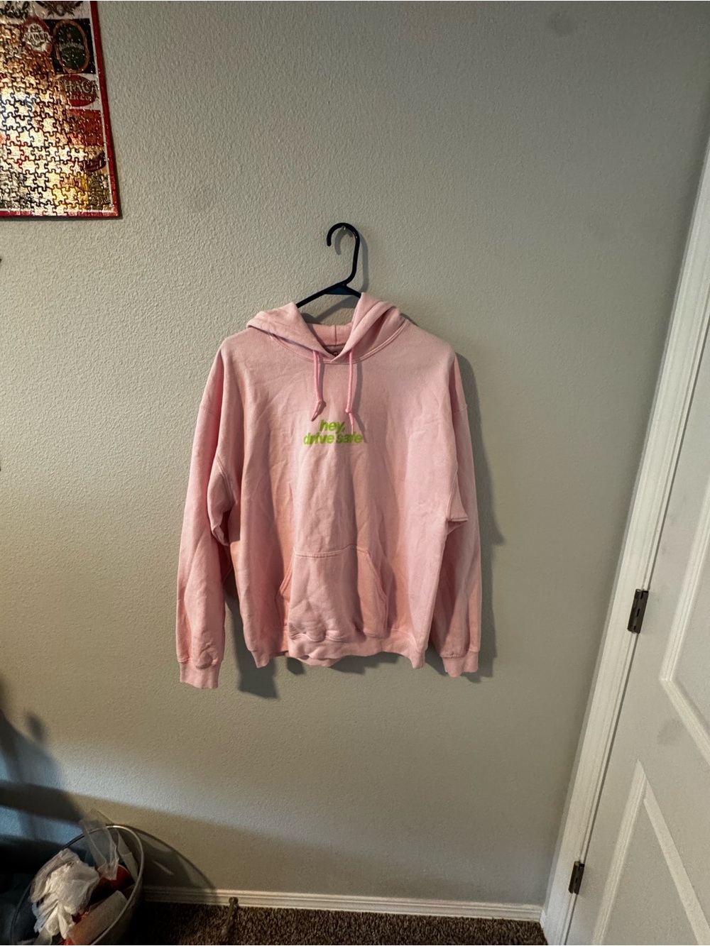LONELY GHOST Pink Hooded Sweatshirt “Hey, Drive Safe”